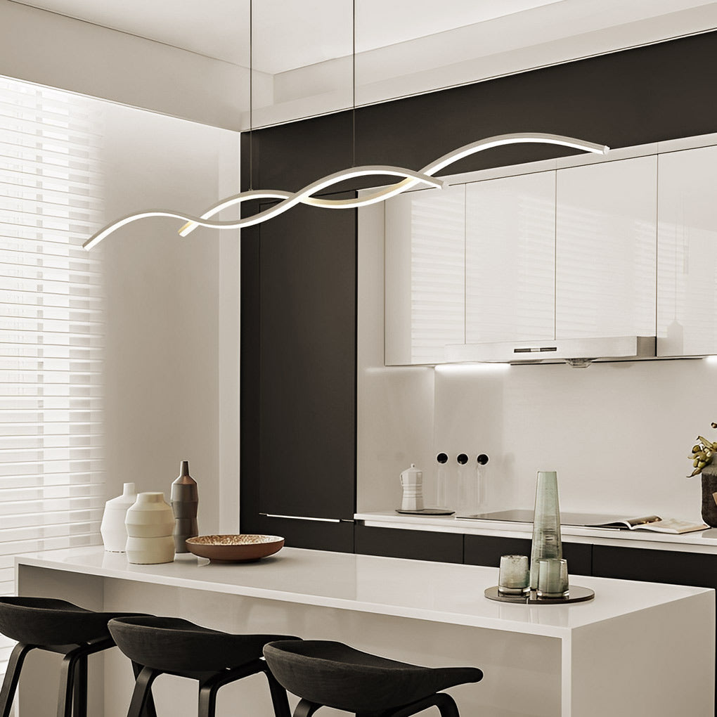 Wavy Lines Minimalist LED Ins Nordic Dining Room Chandeliers Hanging Lamp