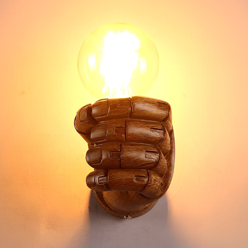 Resin Hand Fist Shaped Retro Industrial Style Wall Lamp Wall Sconce Lighting