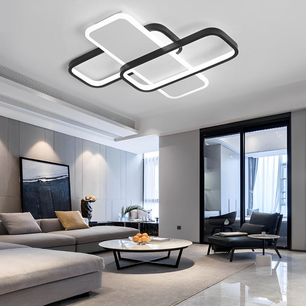 Square Overlapping Stepless Dimming LED Nordic Ceiling Lights Chandeliers