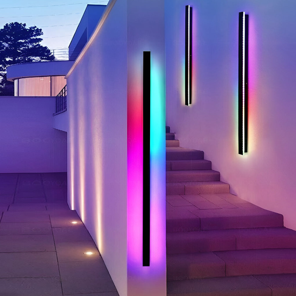 Black Long Strip LED RGB Outdoor Waterproof Wall Light