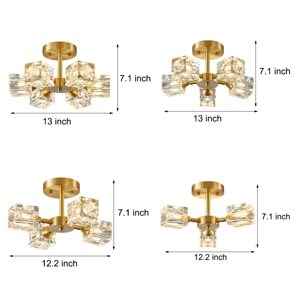 3/4/5/6-Light 180° Adjustable Crystal Shades Ceiling Light Fixture