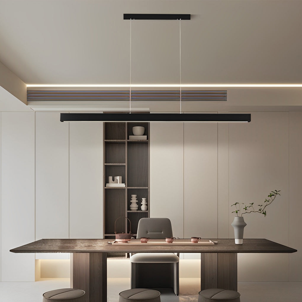 Minimalist Strip Stepless Dimming LED Black Modern Chandelier Pendant Lights