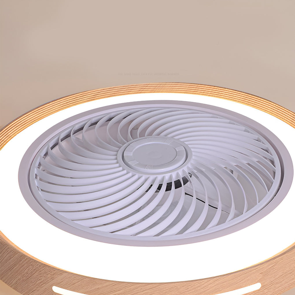 Round Ultra-thin Mute LED Nordic Bladeless Ceiling Fans with Remote Control