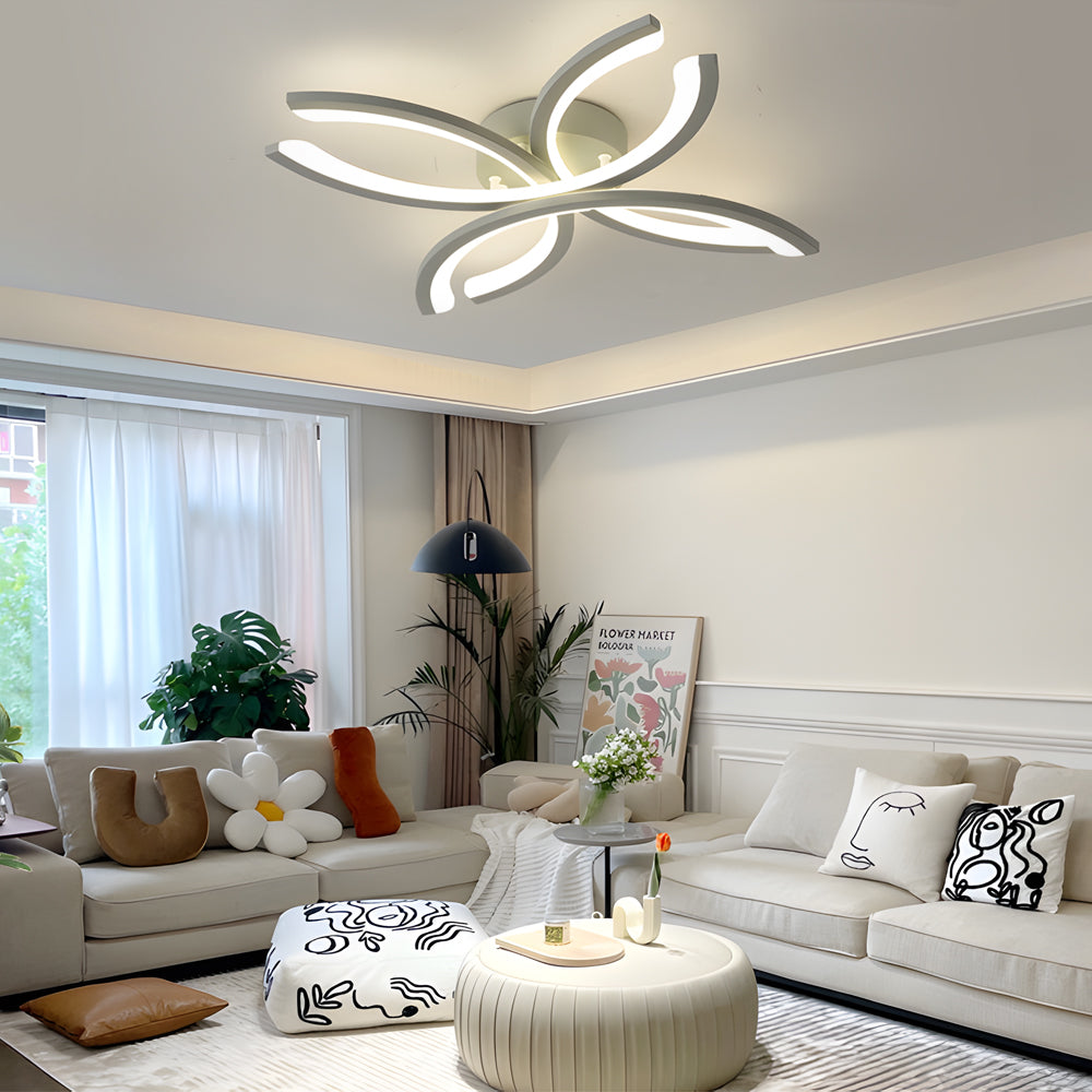 LED Flush Mount Flower-Shaped Acrylic Ceiling Light White/Gray Ceiling Lighting Fixture for Living Room