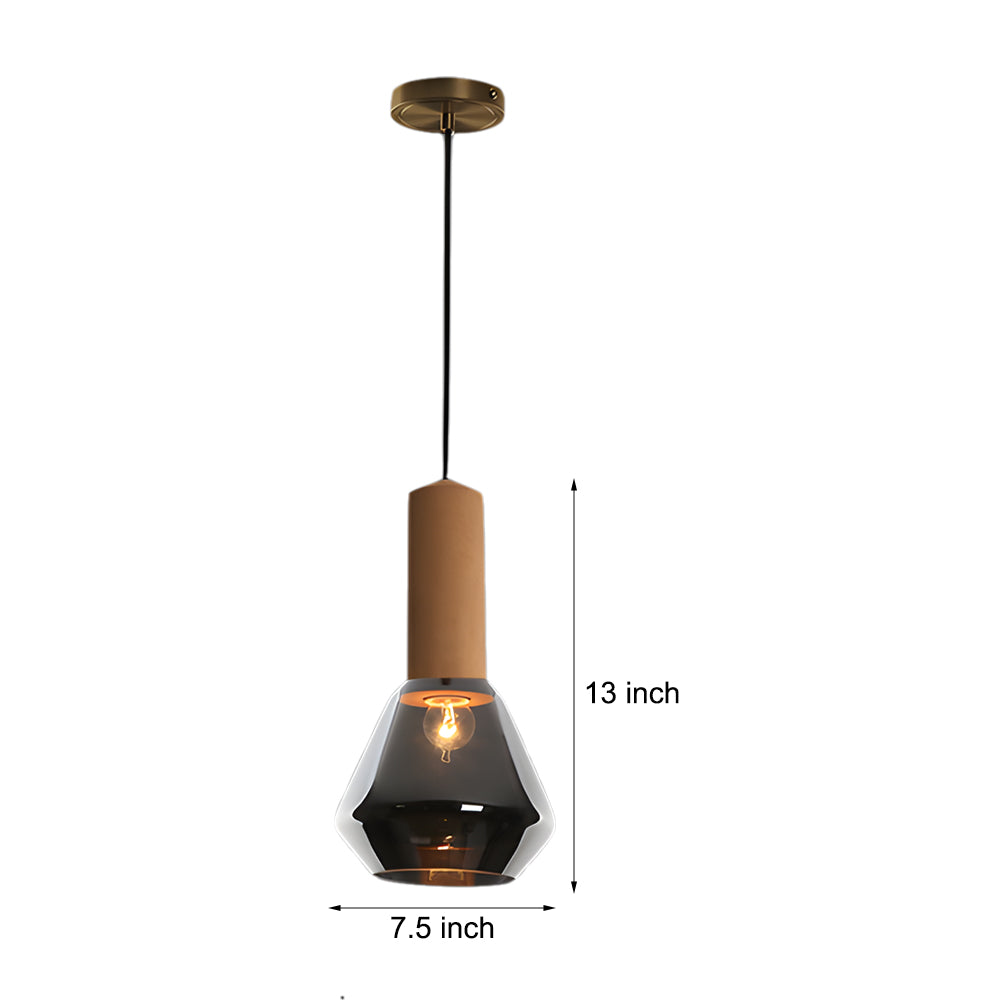 Luxury Copper Glass Jar 1-Light Wood Pendant Light Ceiling Hang Fixture Cork Diamond Glass Suspended lights