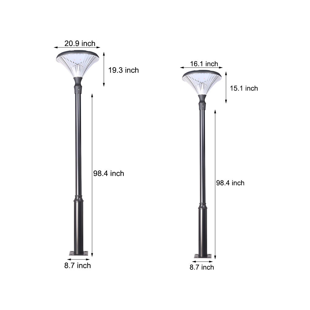 1-Light Black Outdoor LED Solar Lamp Post and Pole Street Light