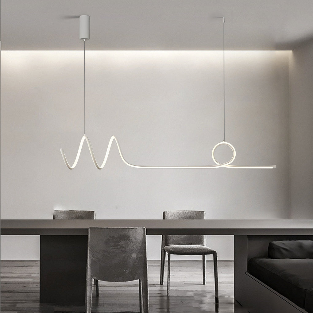 Minimalist Waves Circular Stepless Dimming LED Intelligent Chandeliers