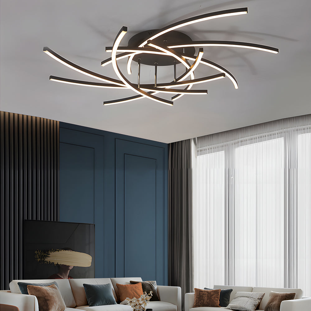 Personality Lines LED Dimmable with Remote Control Modern Ceiling Light Fixture