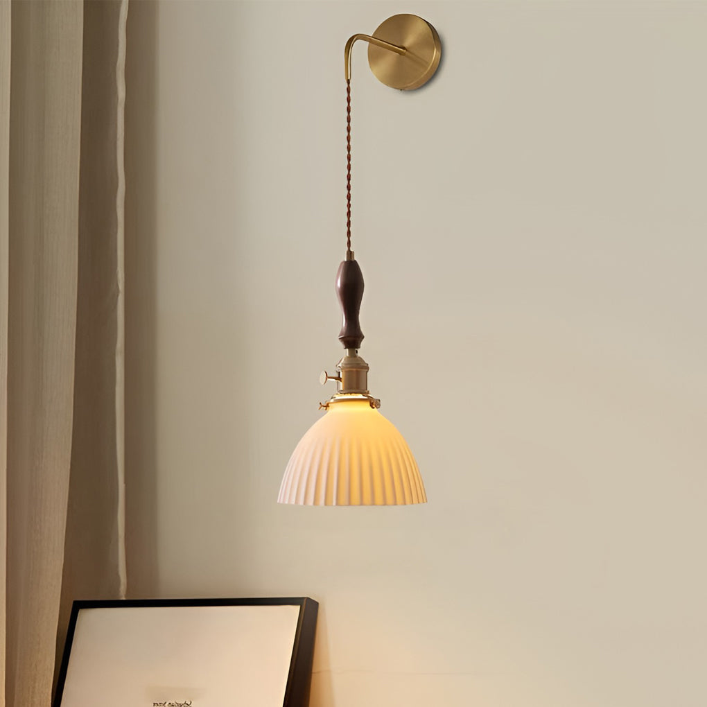 Creative Ceramic Copper LED 12W Nordic Pendant Light Plug in Wall Lamp