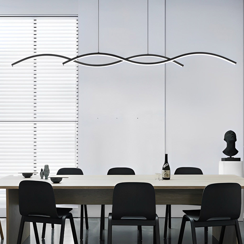 Wavy Lines Minimalist LED Ins Nordic Dining Room Chandeliers Hanging Lamp