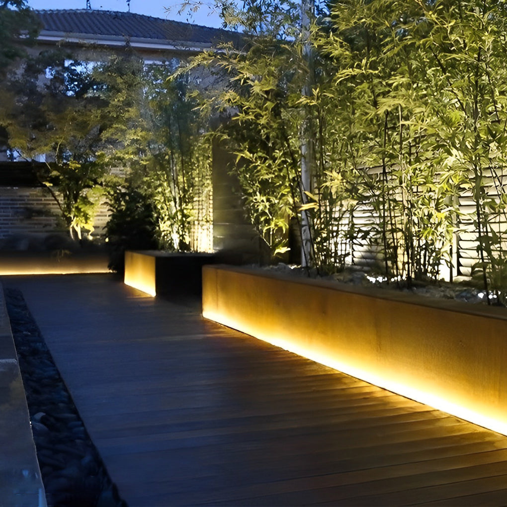 24V Waterproof Recessed Silicone Side-Emitting & Flat LED Strip Lights for Step and Deck Lighting