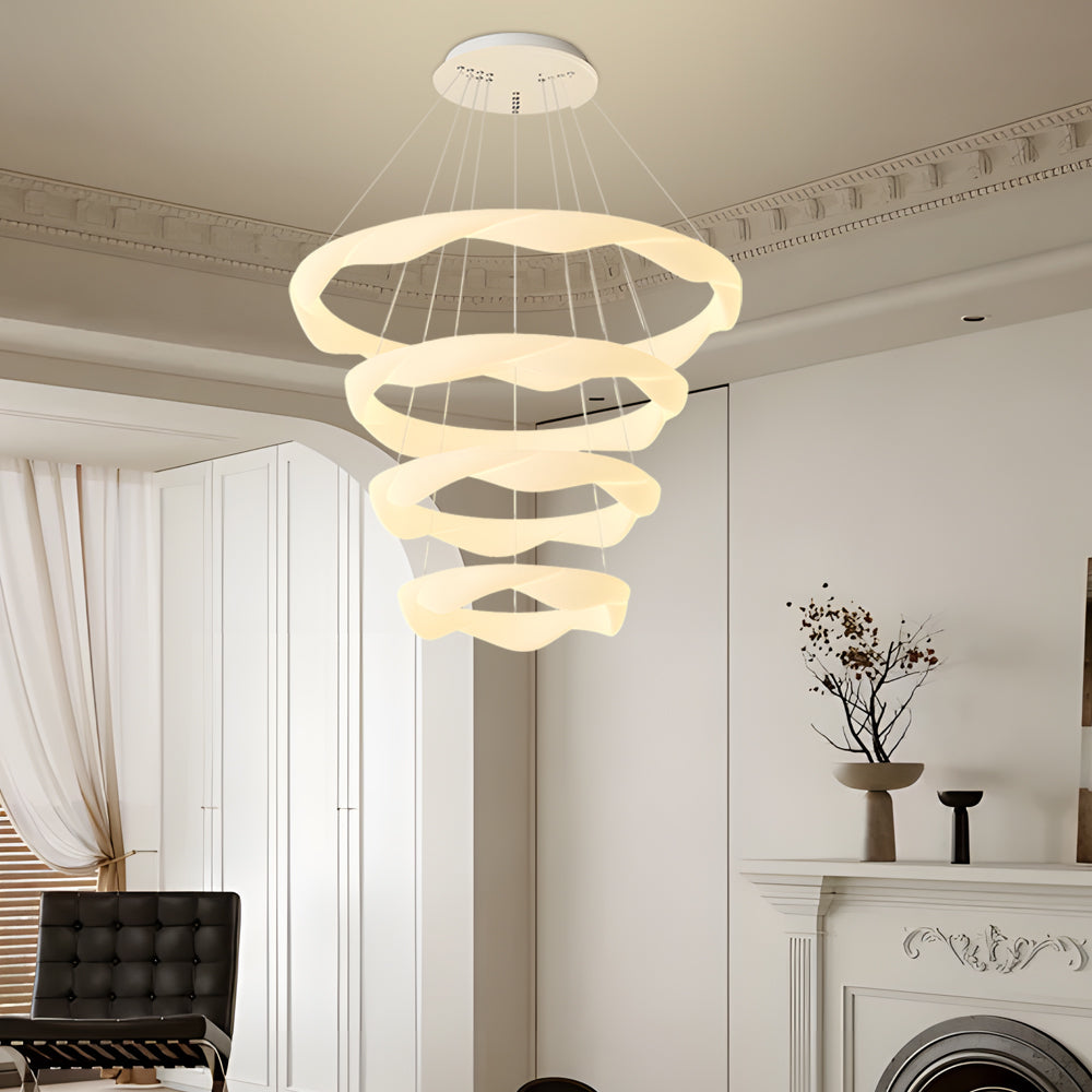 Creative Cream Style Designer Rings 3 Step Dimming Modern Chandelier