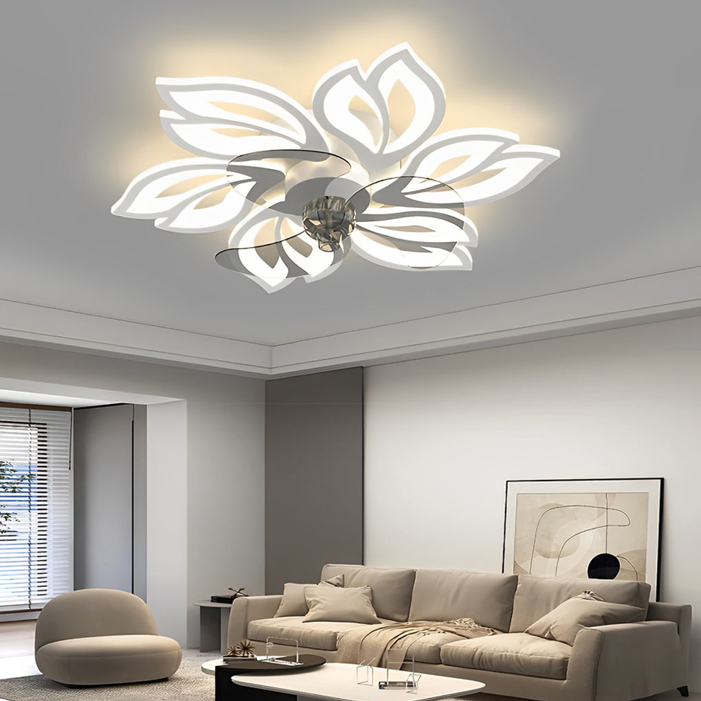 Flower Smart Silent Stepless Dimming LED Modern Ceiling Fan Light