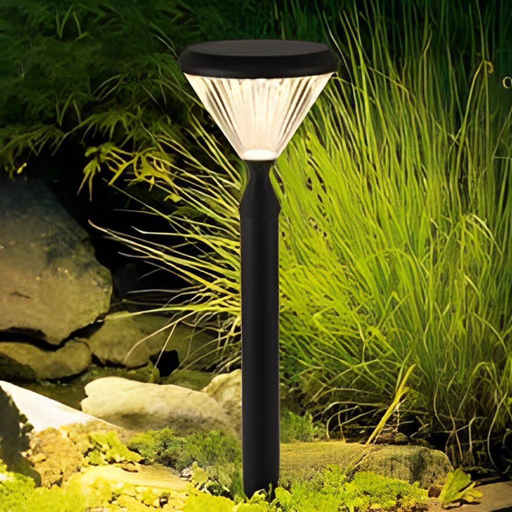 Round Waterproof Light Control LED Black Modern Solar Outdoor Lights