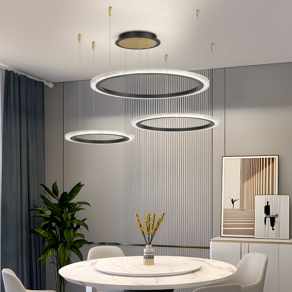 Simple Circular Rings Luxury Three Step Dimming Nordic Ceiling Light Fixture