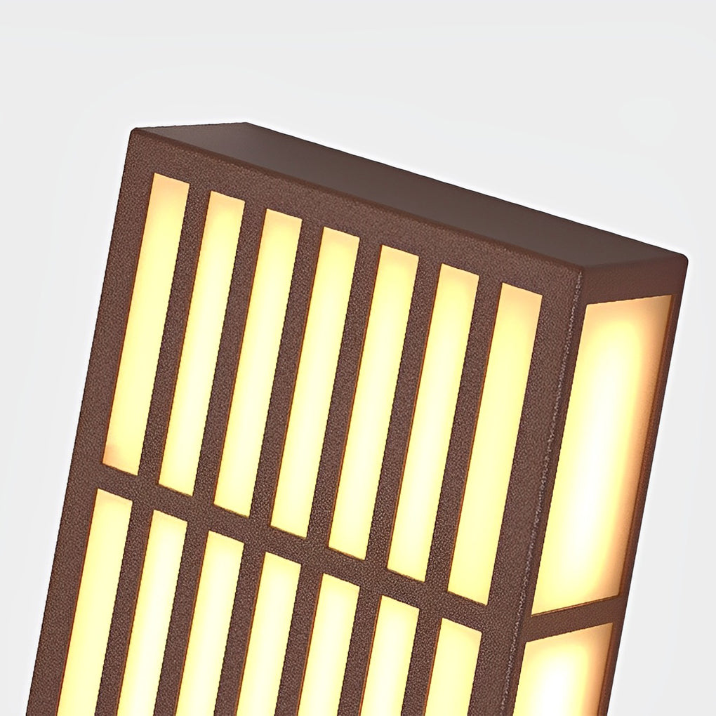 Retro Vertical Stripe Grid LED Waterproof Brown Outdoor Wall Lamp