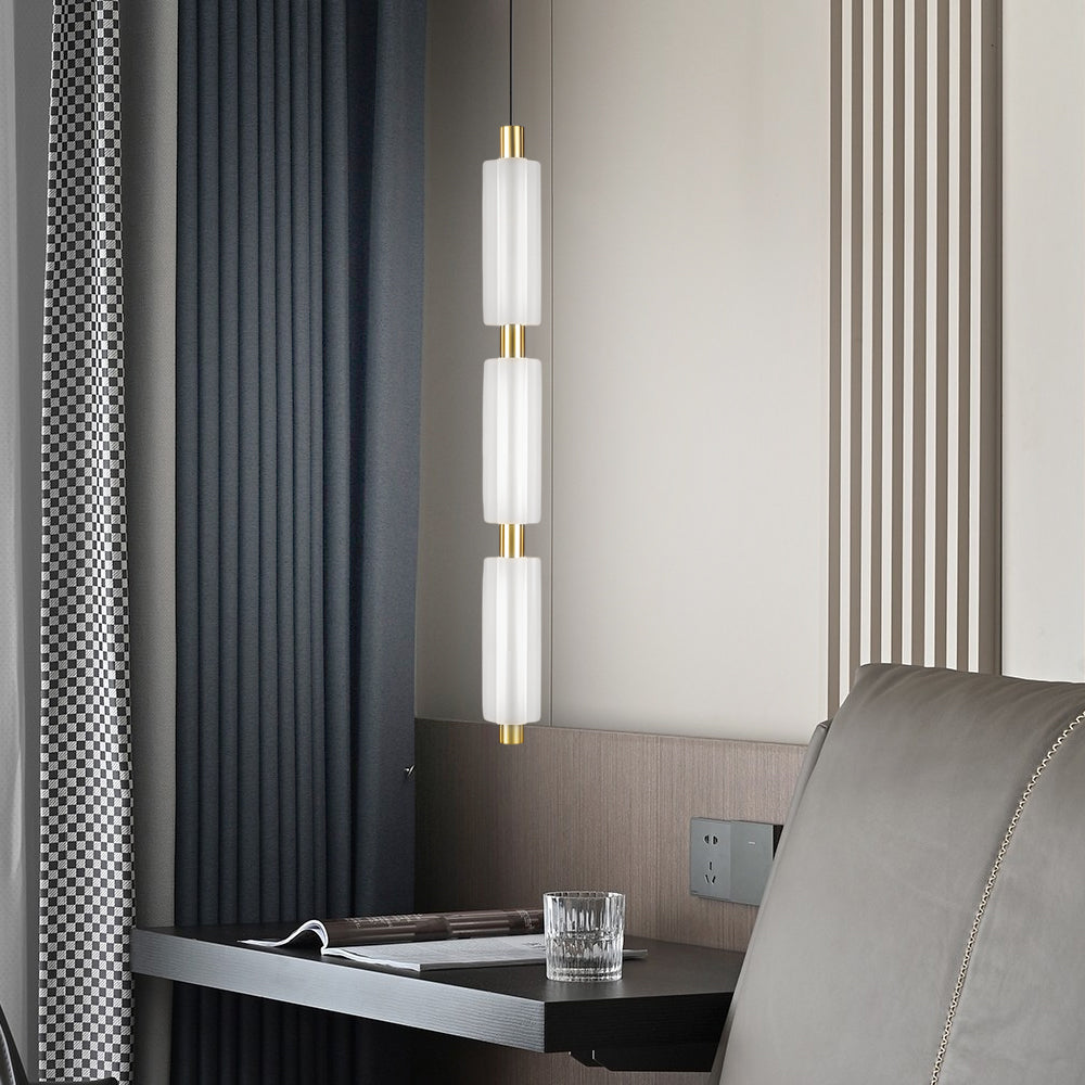 1/2/3 Heads Acrylic Cylinder Pendant Lights: Modern Hanging Lamp in Gold/Black