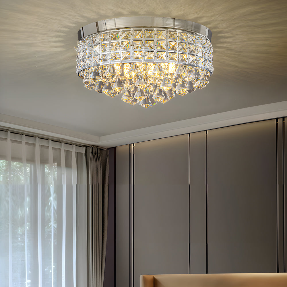 19'' Round Crystal Pendants LED Ceiling Lights Fixture Ceiling Lamp