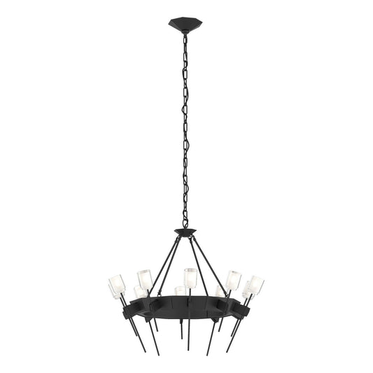 Hubbardton Forge Echo Ten Light Chandelier showcasing a modern lightingdesign with ten elegant light fixtures and a sleek metal frame.