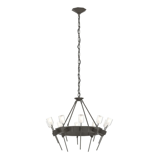 Hubbardton Forge Echo Ten Light Chandelier featuring a modern lightingdesign with ten elegant hanging lights and a sleek metal frame.