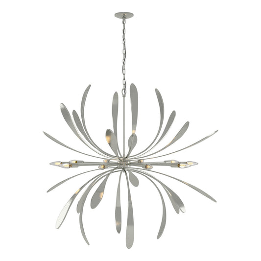 Hubbardton Forge Dahlia Ten Light Chandelier showcasing a modern lightingdesign chandelier with multiple light fixtures and elegant metal details.