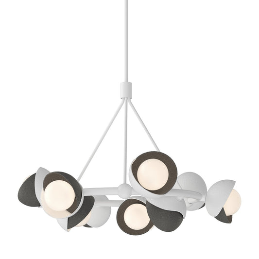 Hubbardton Forge Brooklyn Nine Light Pendant chandelier with nine elegant metal shades and modern lighting design.