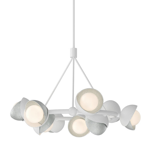 Hubbardton Forge Brooklyn Nine Light Pendant chandelier with nine metal pendant lights hanging in a modern lighting design.