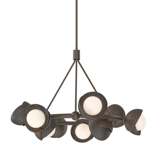 Hubbardton Forge Brooklyn Nine Light Pendant chandelier with nine adjustable metal lights and modern lighting design.
