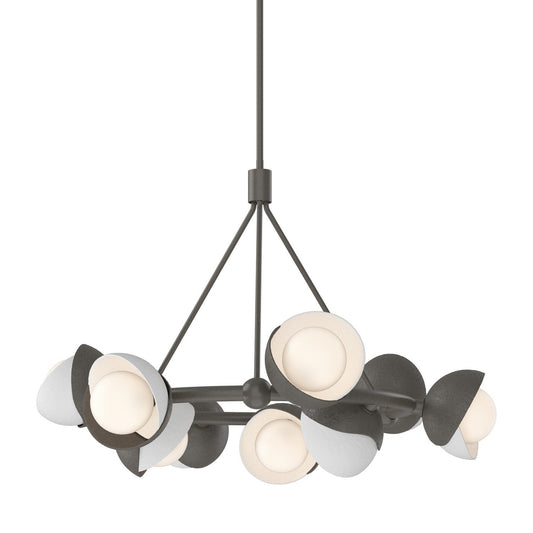 Hubbardton Forge Brooklyn Nine Light Pendant chandelier with nine pendant lights hanging from a sleek metal frame.