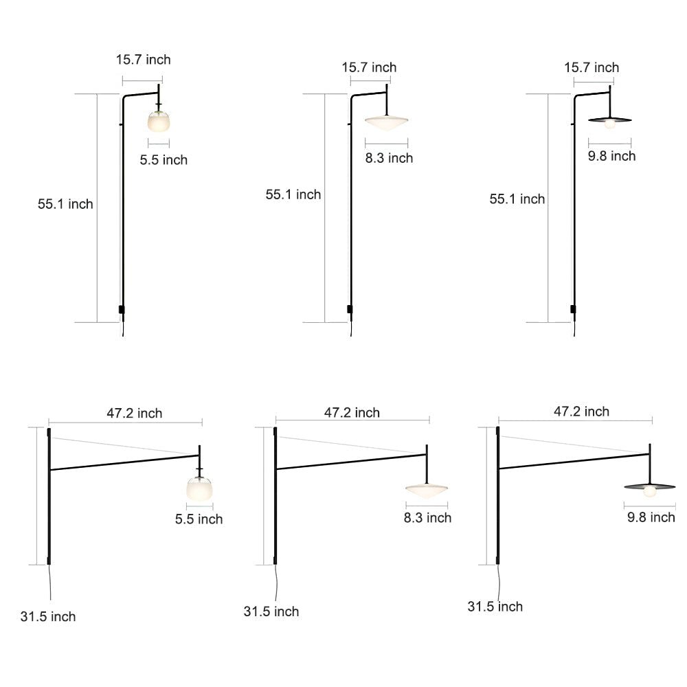 Minimalist Metal Long Pole Arm Tempo LED Wall Sconce