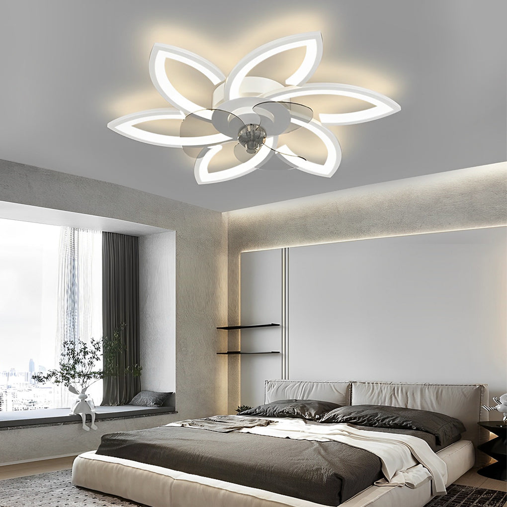 Flower Smart Silent Stepless Dimming LED Modern Ceiling Fan Light