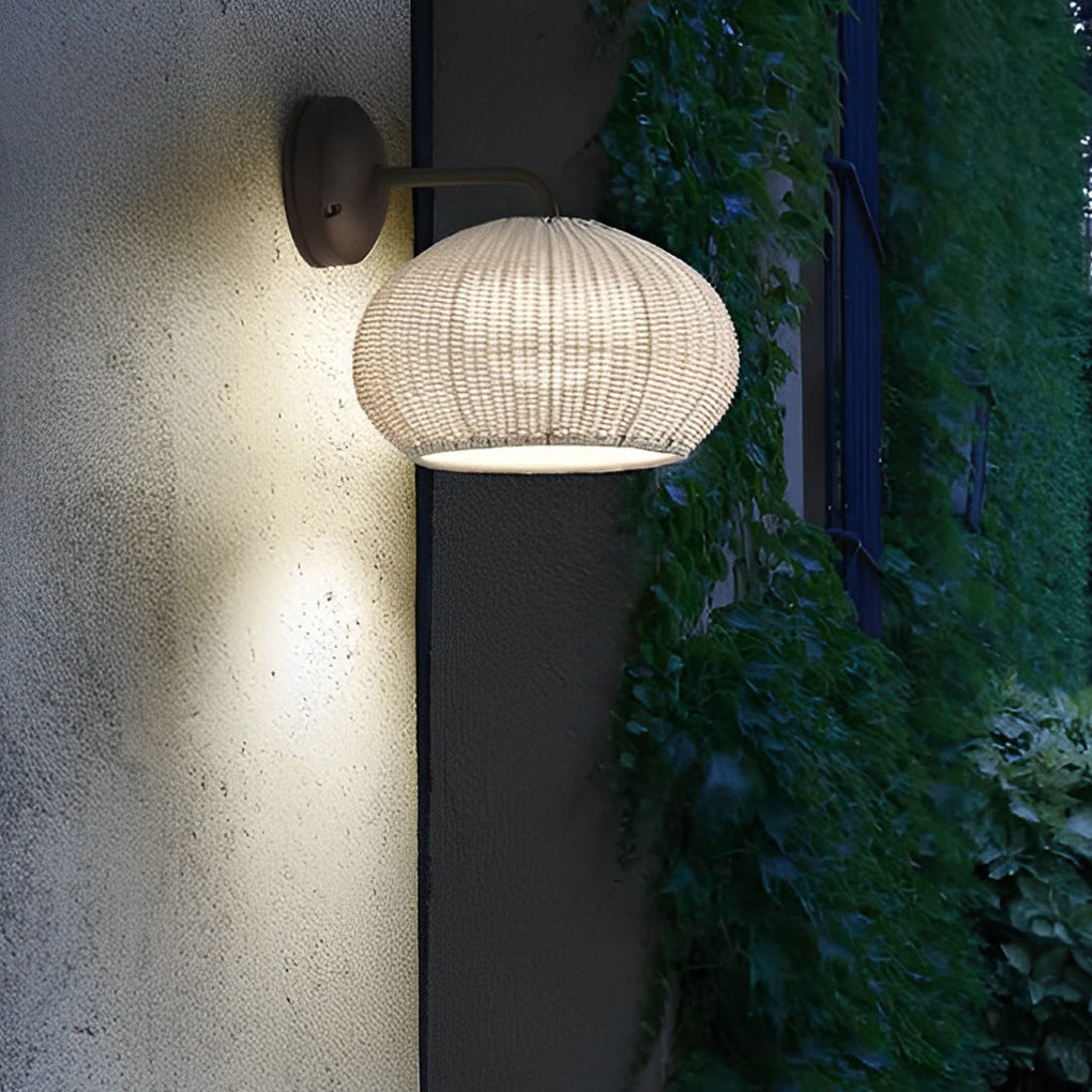 Lantern Shaped Waterproof Rattan Modern Outdoor Wall Lamp Chandelier