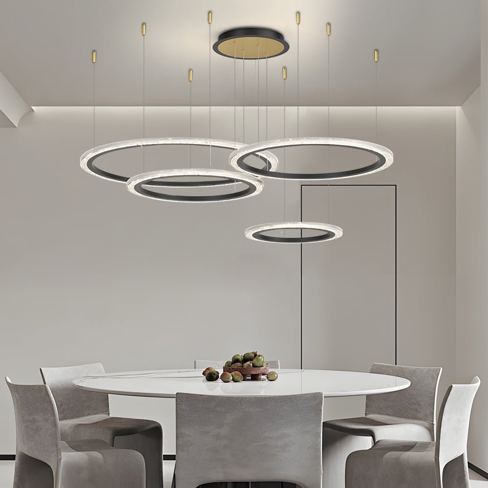 Simple Circular Rings Luxury Three Step Dimming Nordic Ceiling Light Fixture