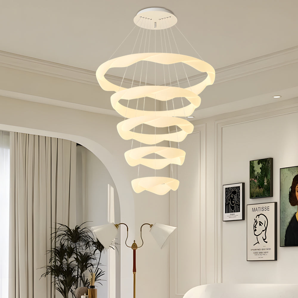 Creative Cream Style Designer Rings 3 Step Dimming Modern Chandelier