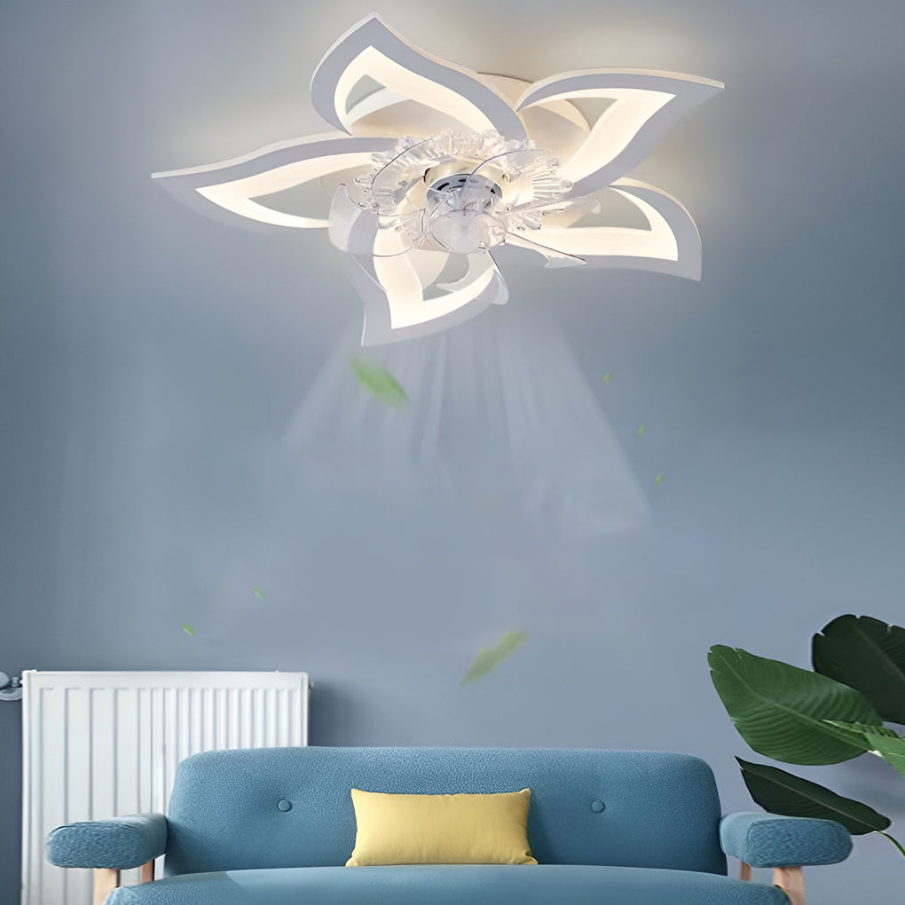 Creative Flower Shaped Three Step Dimming LED Nordic Ceiling Fan Lights