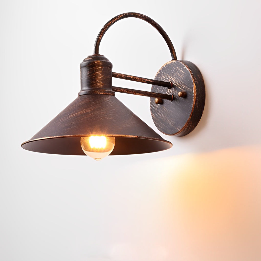 Retro Conical Iron Waterproof Industrial Style Outdoor Wall Lamp Exterior Lights