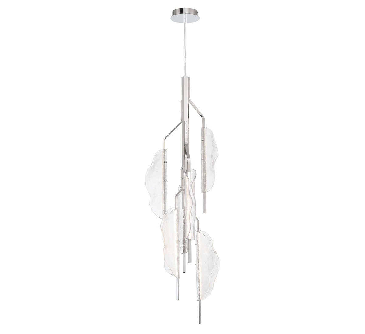 Lib & Co. Savona LED chandelier featuring modern lighting design with multiple illuminated glass orbs and sleek metal frame.