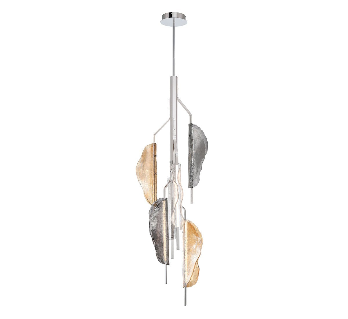 Lib & Co. Savona LED chandelier with modern lighting design featuring sleek metal arms and integrated LED lights.