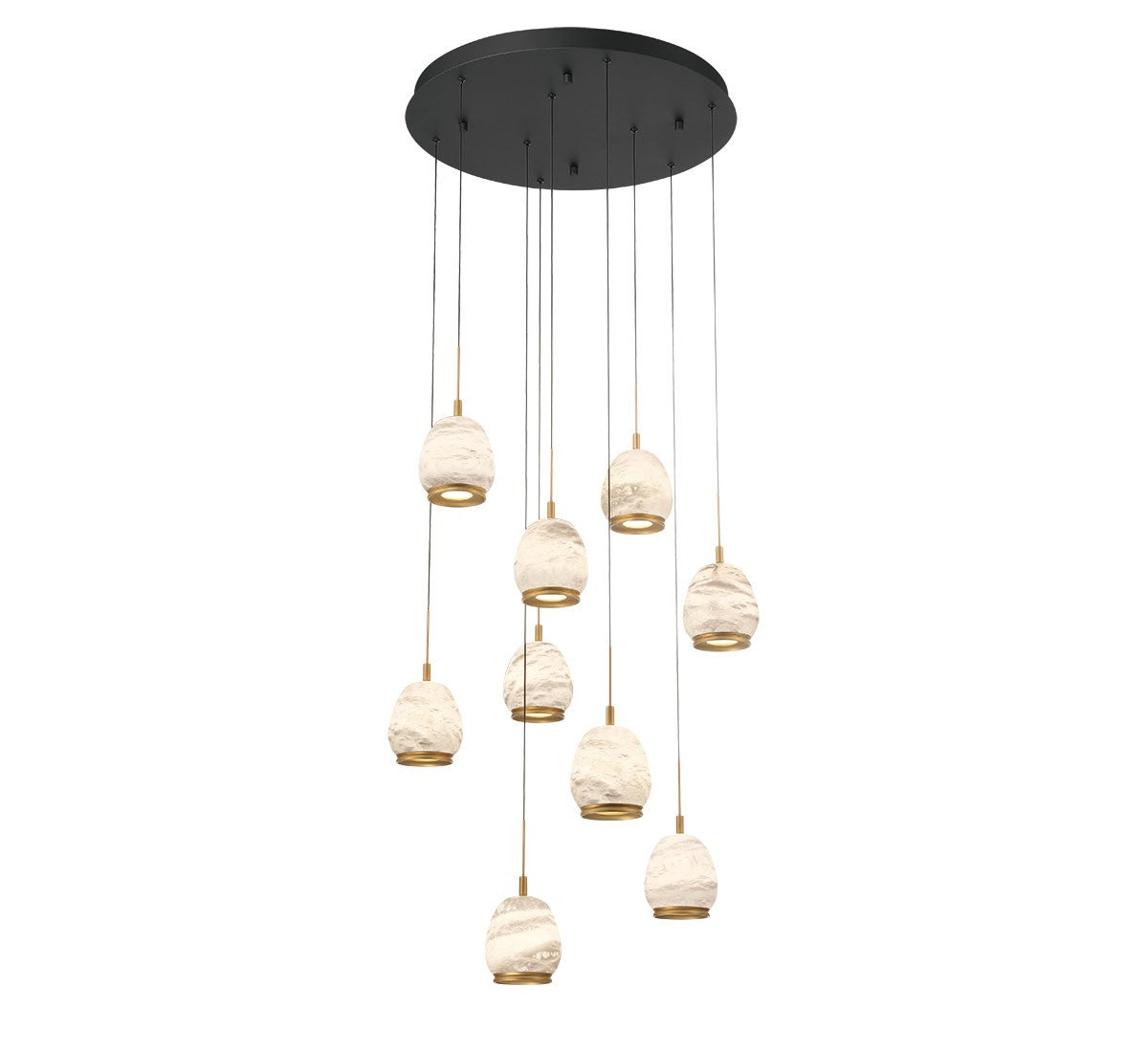 Lib & Co. Lucidata LED chandelier featuring modern lighting design with sleek metal and glass elements.
