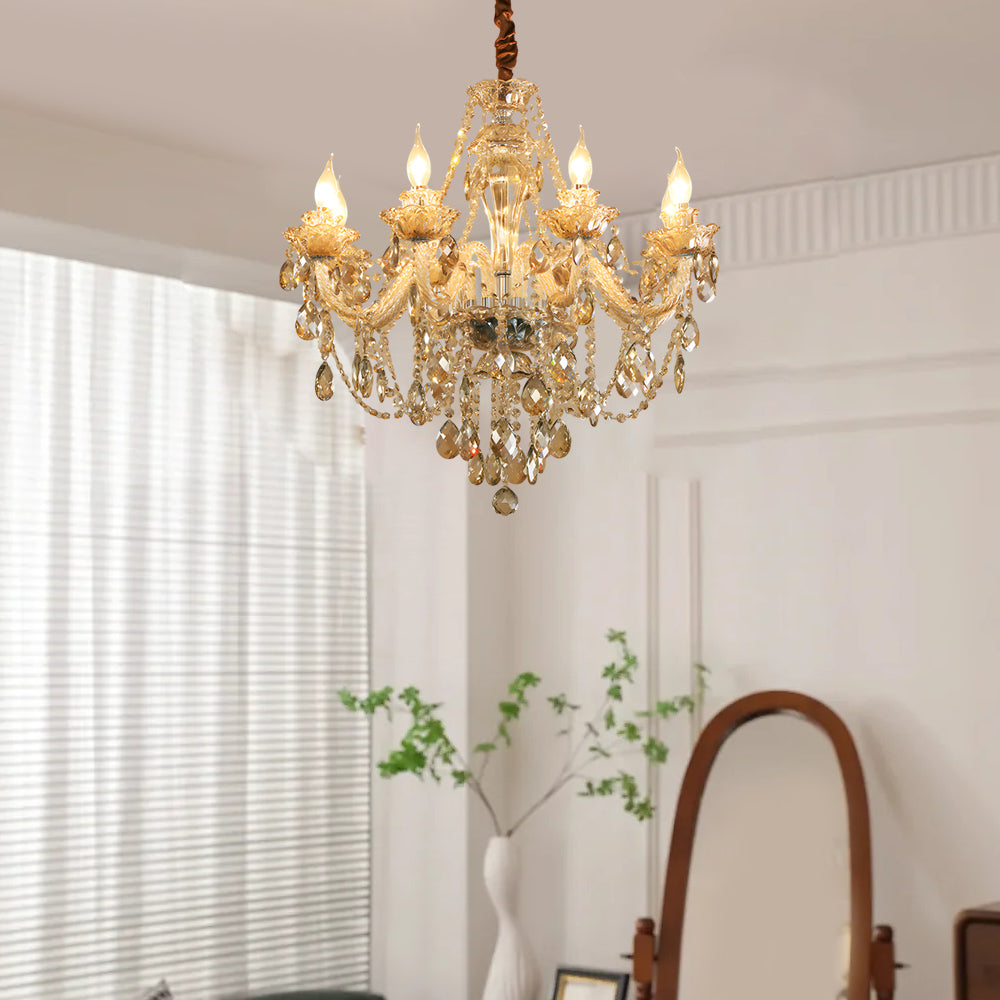 Luxury Glass Crystal Candlelight Retro European Style Chandelier