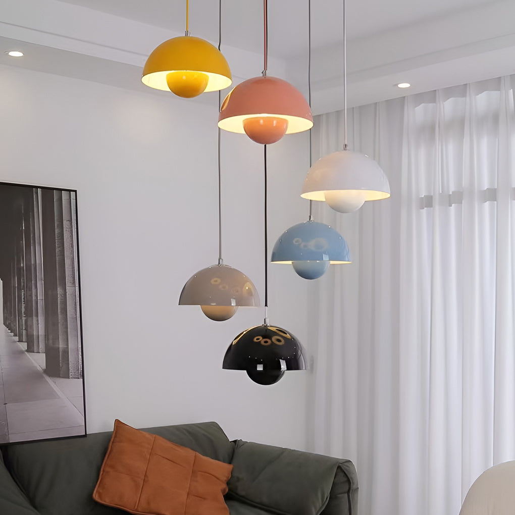 1-Light Metal Mushroom Nordic Flowerpot Pendant Light