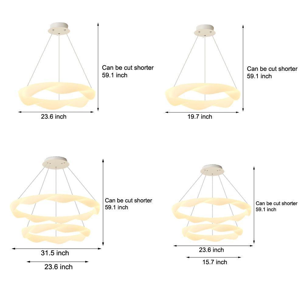 Creative Cream Style Designer Rings 3 Step Dimming Modern Chandelier