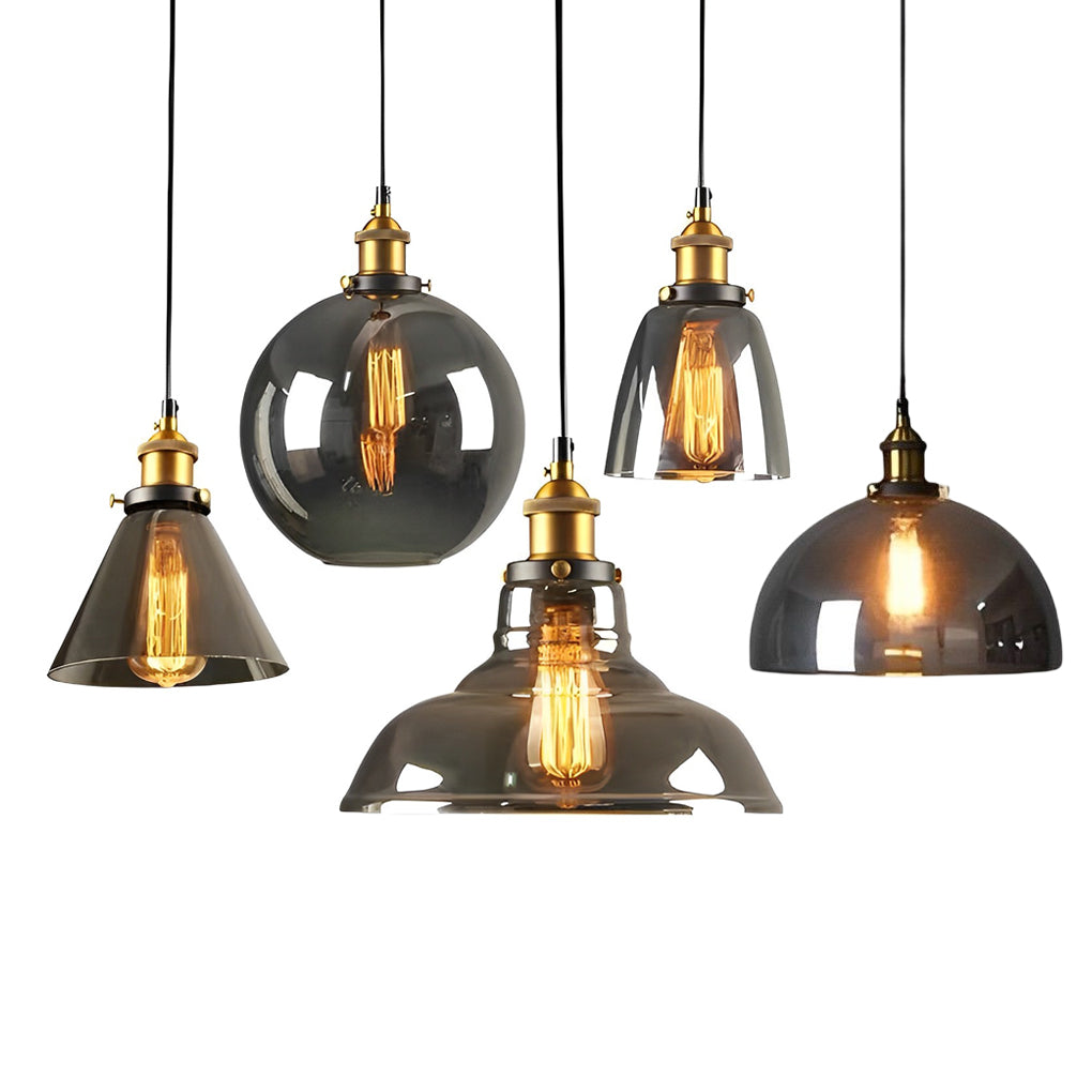 Retro Creative Glass Electroplated Smoke Gray Industrial Pendant Lamp