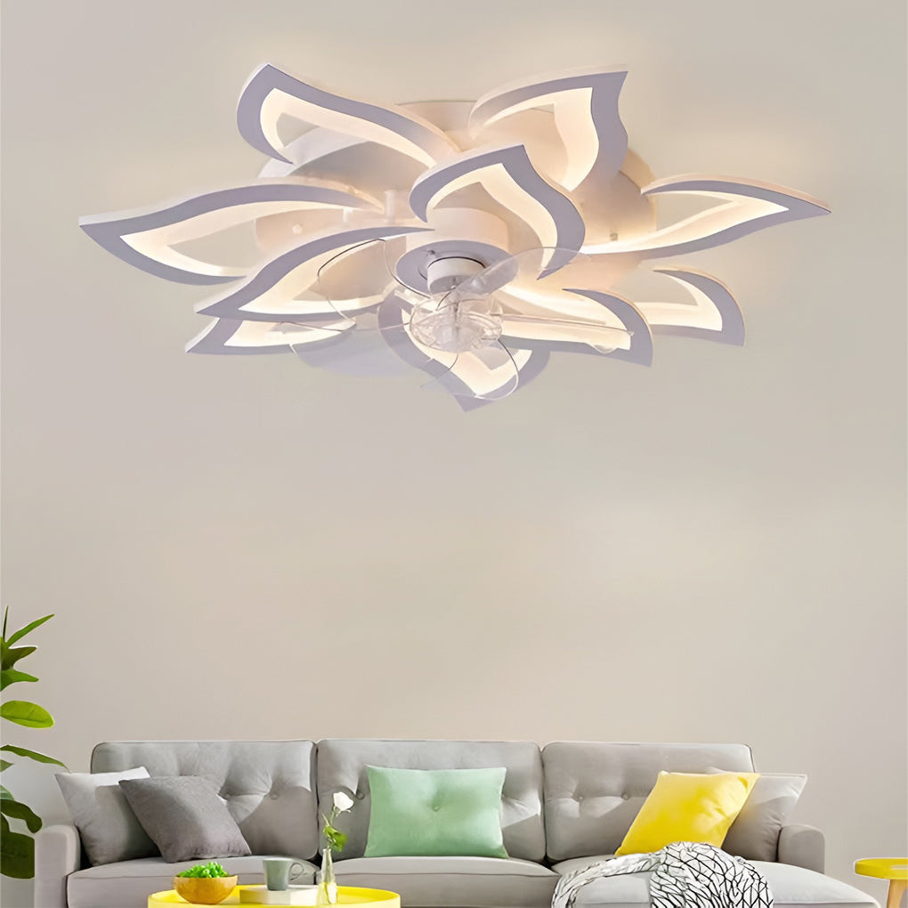 Creative Flower Shaped Three Step Dimming LED Nordic Ceiling Fan Lights