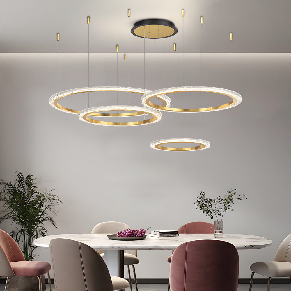 Simple Circular Rings Luxury Three Step Dimming Nordic Ceiling Light Fixture