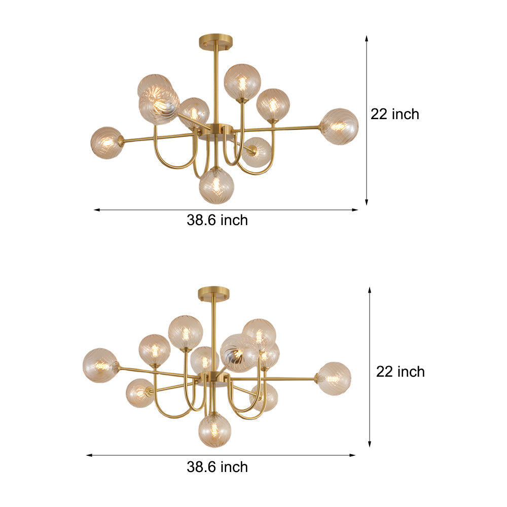 Amber Glass Globe Molecule Chandelier