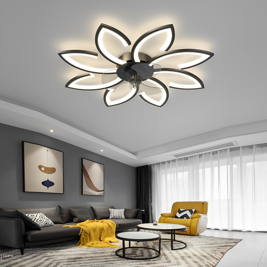 Flower Smart Silent Stepless Dimming LED Modern Ceiling Fan Light