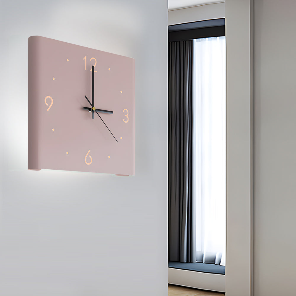 Square Metal Silent Backlit LED Corner Wall Clock Modern Wall Decor