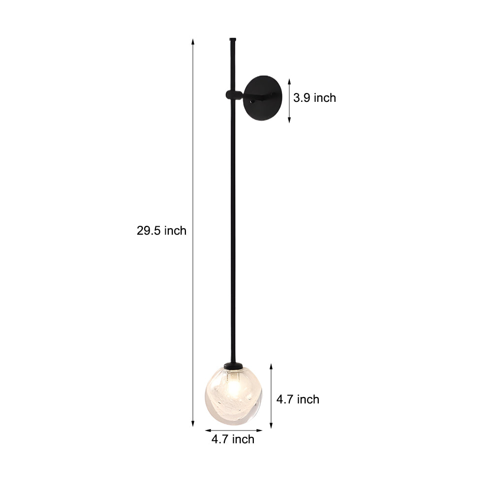 1-Light Glass Bubble Globe Slim Wall Light