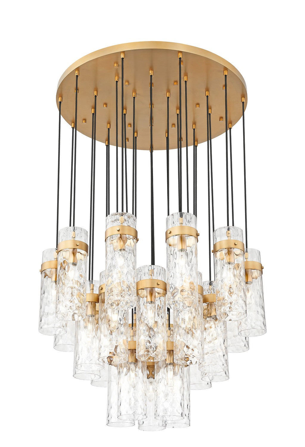 Z-Lite Fontaine 27 Light Chandelier with multiple glass shades and elegant metal frame, ideal for modern lighting design.